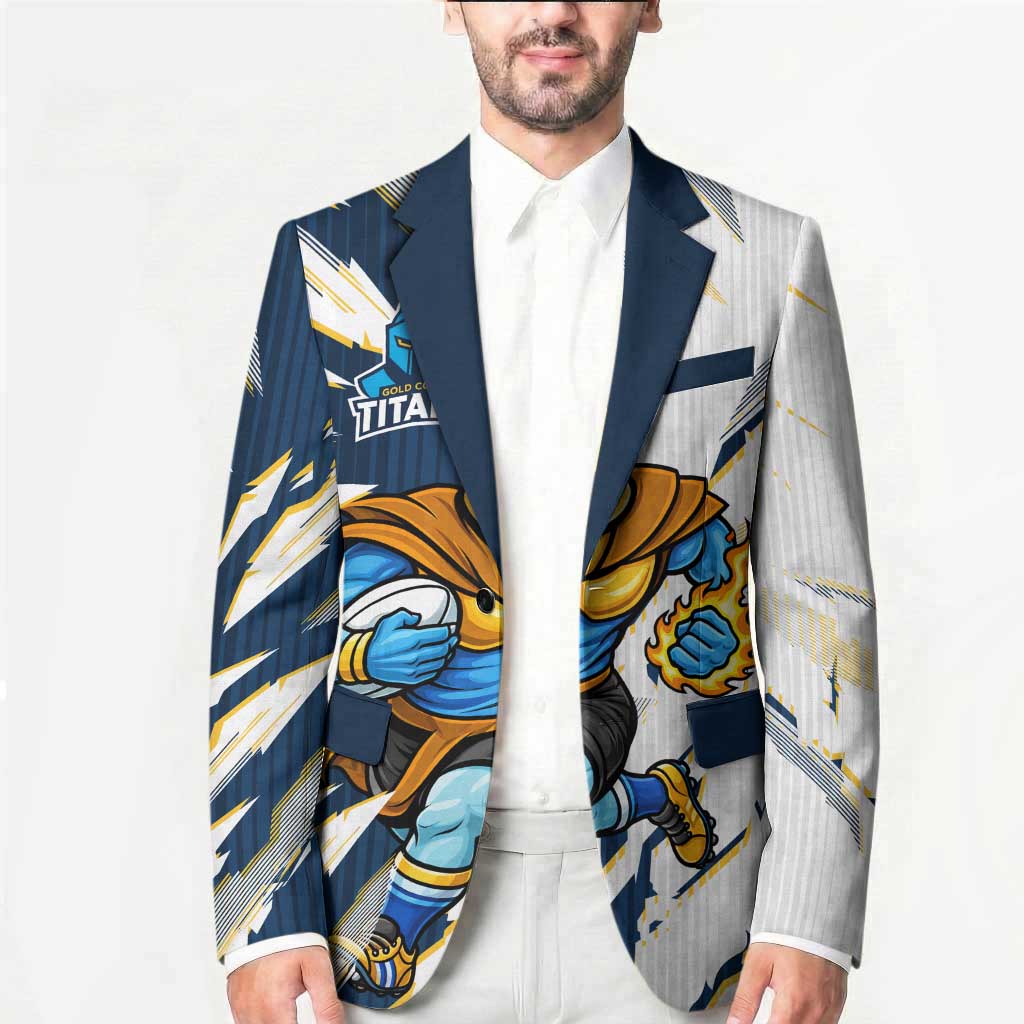 Personalized Gold Coast Titans Blazer Dynamic Lightning Mascot Rugby Australia