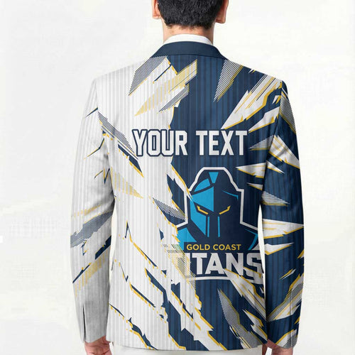 Personalized Gold Coast Titans Blazer Dynamic Lightning Mascot Rugby Australia