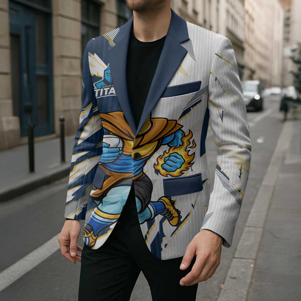 Personalized Gold Coast Titans Blazer Dynamic Lightning Mascot Rugby Australia