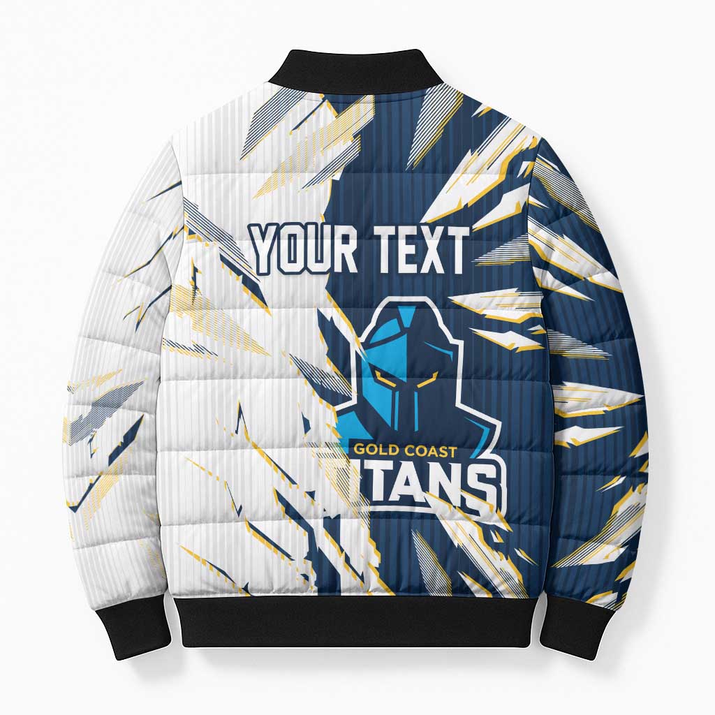 Personalized Gold Coast Titans Bomber Puffer Jacket Dynamic Lightning Mascot Rugby Australia