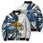 Personalized Gold Coast Titans Bomber Puffer Jacket Dynamic Lightning Mascot Rugby Australia