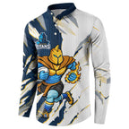 Personalized Gold Coast Titans Button Sweatshirt Dynamic Lightning Mascot Rugby Australia