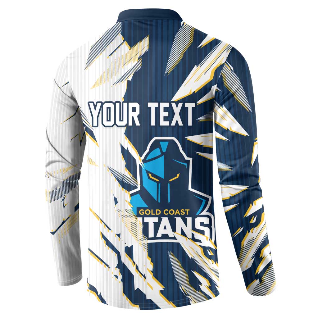Personalized Gold Coast Titans Button Sweatshirt Dynamic Lightning Mascot Rugby Australia