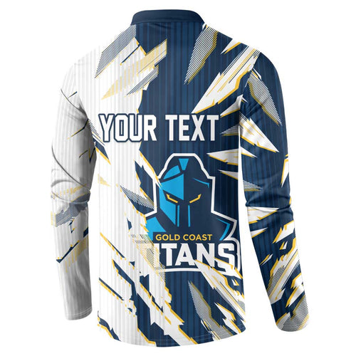 Personalized Gold Coast Titans Button Sweatshirt Dynamic Lightning Mascot Rugby Australia