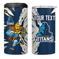 Personalized Gold Coast Titans 4 in 1 Can Cooler Tumbler Dynamic Lightning Mascot Rugby Australia
