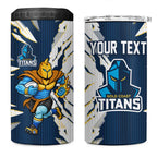 Personalized Gold Coast Titans 4 in 1 Can Cooler Tumbler Dynamic Lightning Mascot Rugby Australia