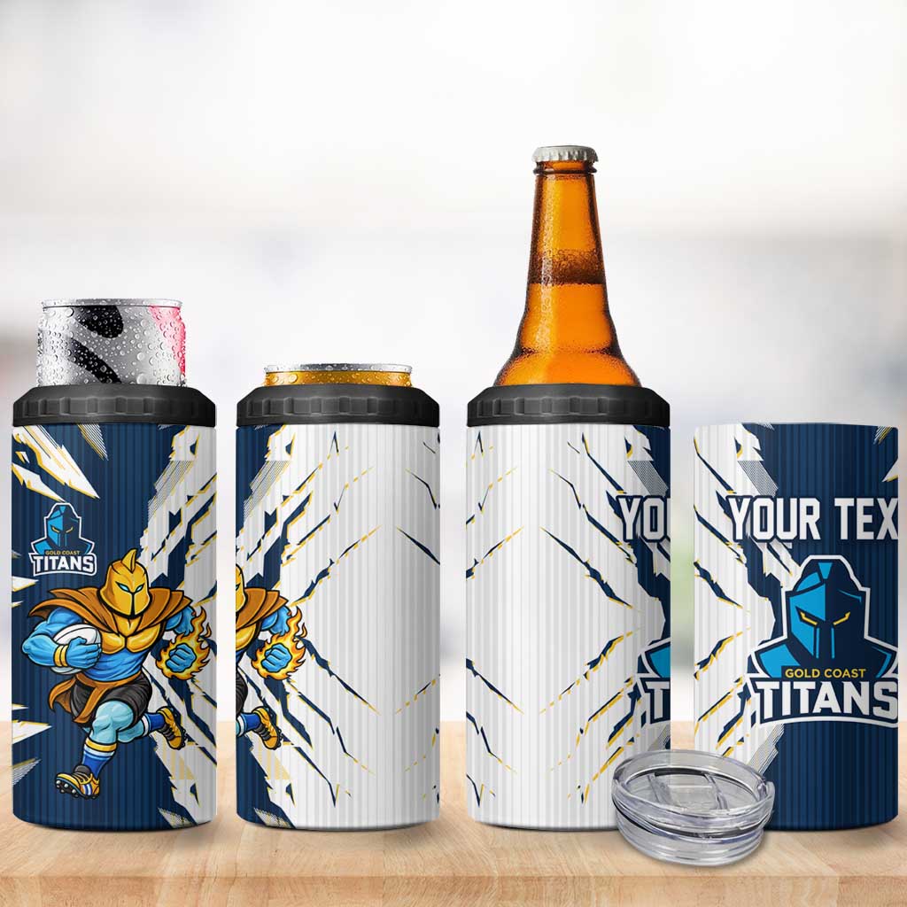 Personalized Gold Coast Titans 4 in 1 Can Cooler Tumbler Dynamic Lightning Mascot Rugby Australia
