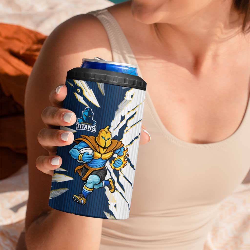 Personalized Gold Coast Titans 4 in 1 Can Cooler Tumbler Dynamic Lightning Mascot Rugby Australia