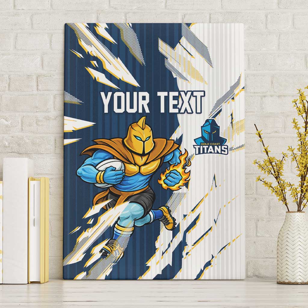 Personalized Gold Coast Titans Canvas Wall Art Dynamic Lightning Mascot Rugby Australia