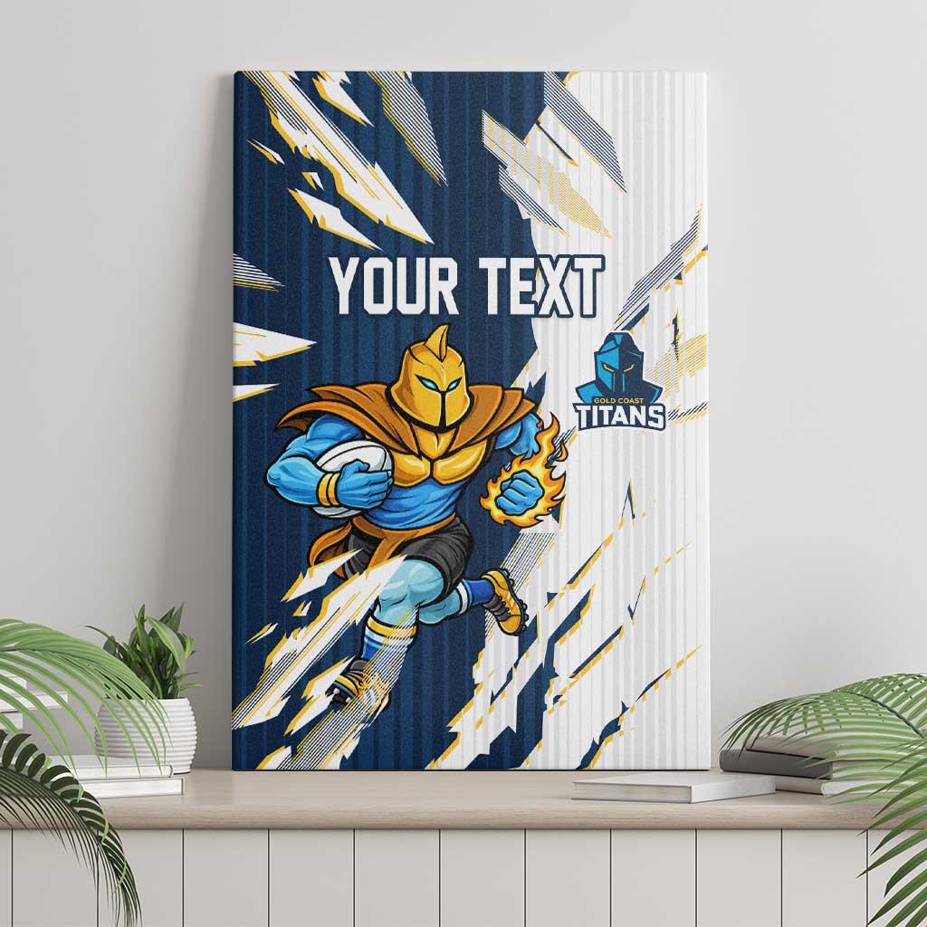 Personalized Gold Coast Titans Canvas Wall Art Dynamic Lightning Mascot Rugby Australia