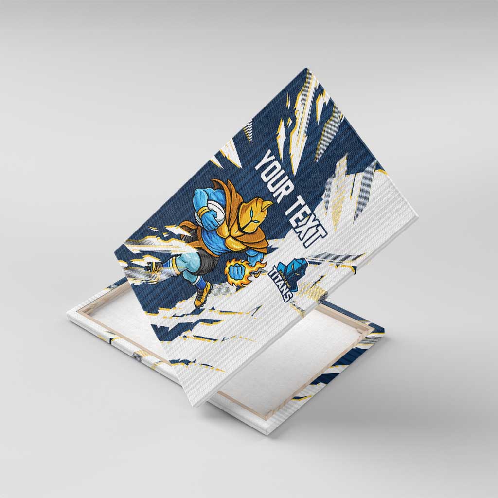 Personalized Gold Coast Titans Canvas Wall Art Dynamic Lightning Mascot Rugby Australia