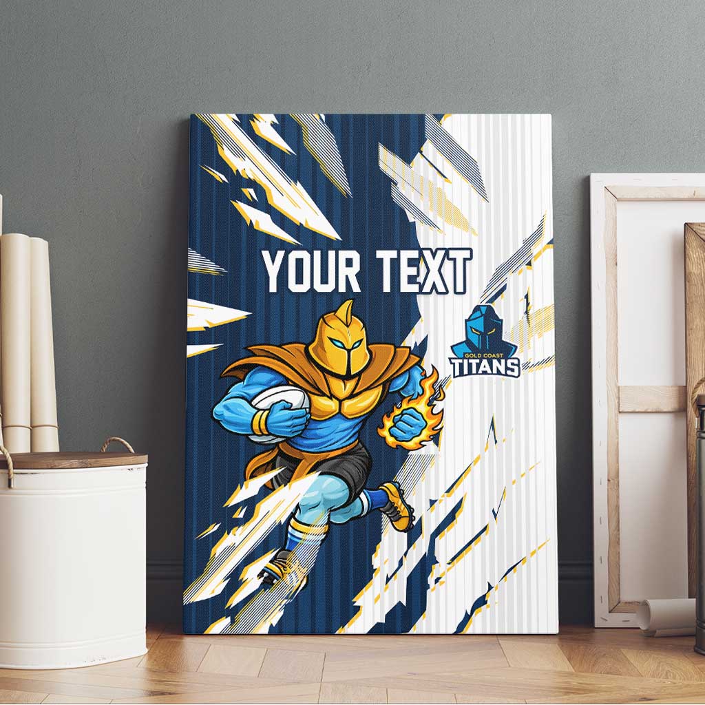 Personalized Gold Coast Titans Canvas Wall Art Dynamic Lightning Mascot Rugby Australia