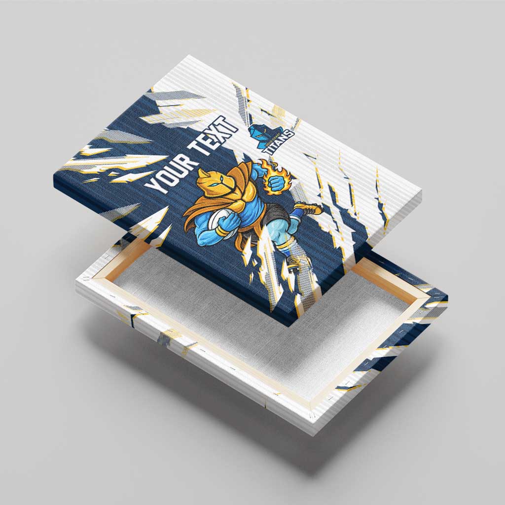 Personalized Gold Coast Titans Canvas Wall Art Dynamic Lightning Mascot Rugby Australia