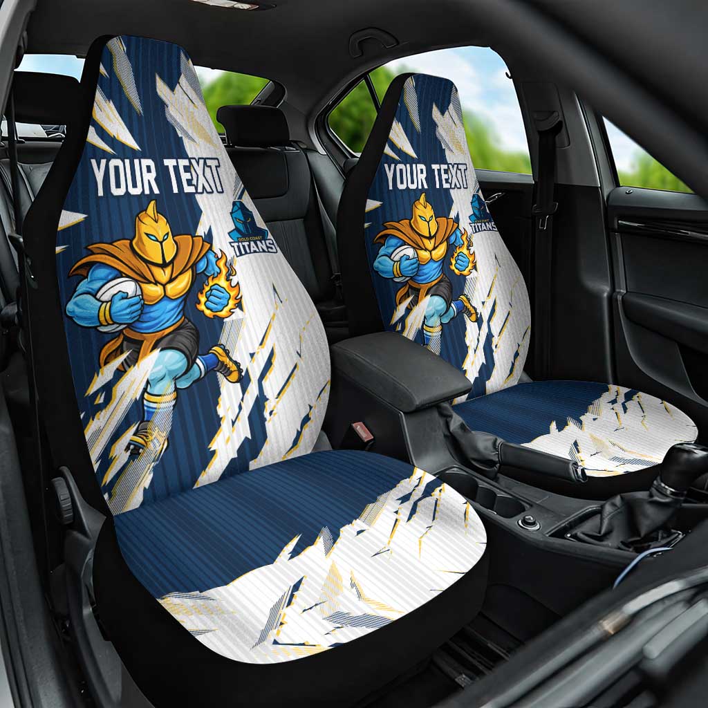Personalized Gold Coast Titans Car Seat Cover Dynamic Lightning Mascot Rugby Australia