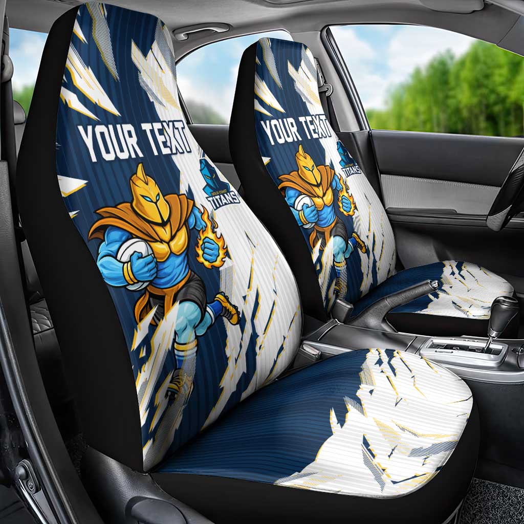 Personalized Gold Coast Titans Car Seat Cover Dynamic Lightning Mascot Rugby Australia