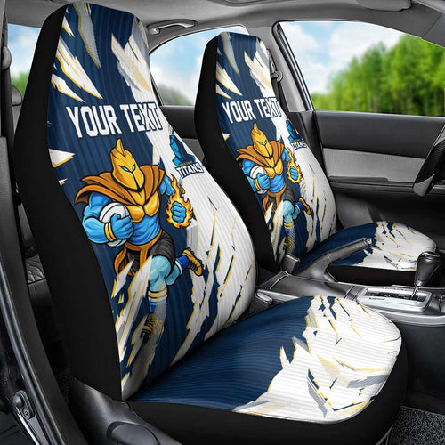 Personalized Gold Coast Titans Car Seat Cover Dynamic Lightning Mascot Rugby Australia