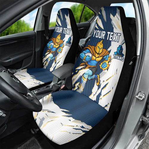 Personalized Gold Coast Titans Car Seat Cover Dynamic Lightning Mascot Rugby Australia