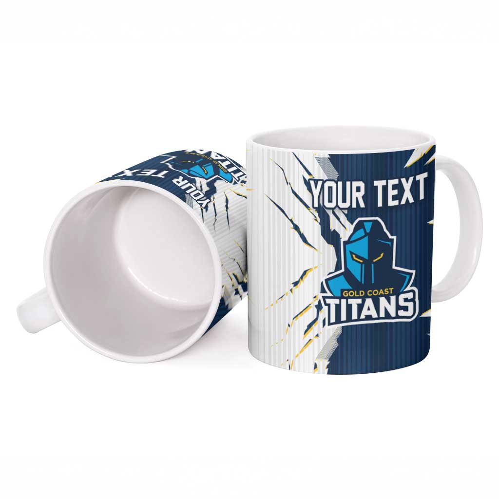 Personalized Gold Coast Titans Ceramic Mug Dynamic Lightning Mascot Rugby Australia