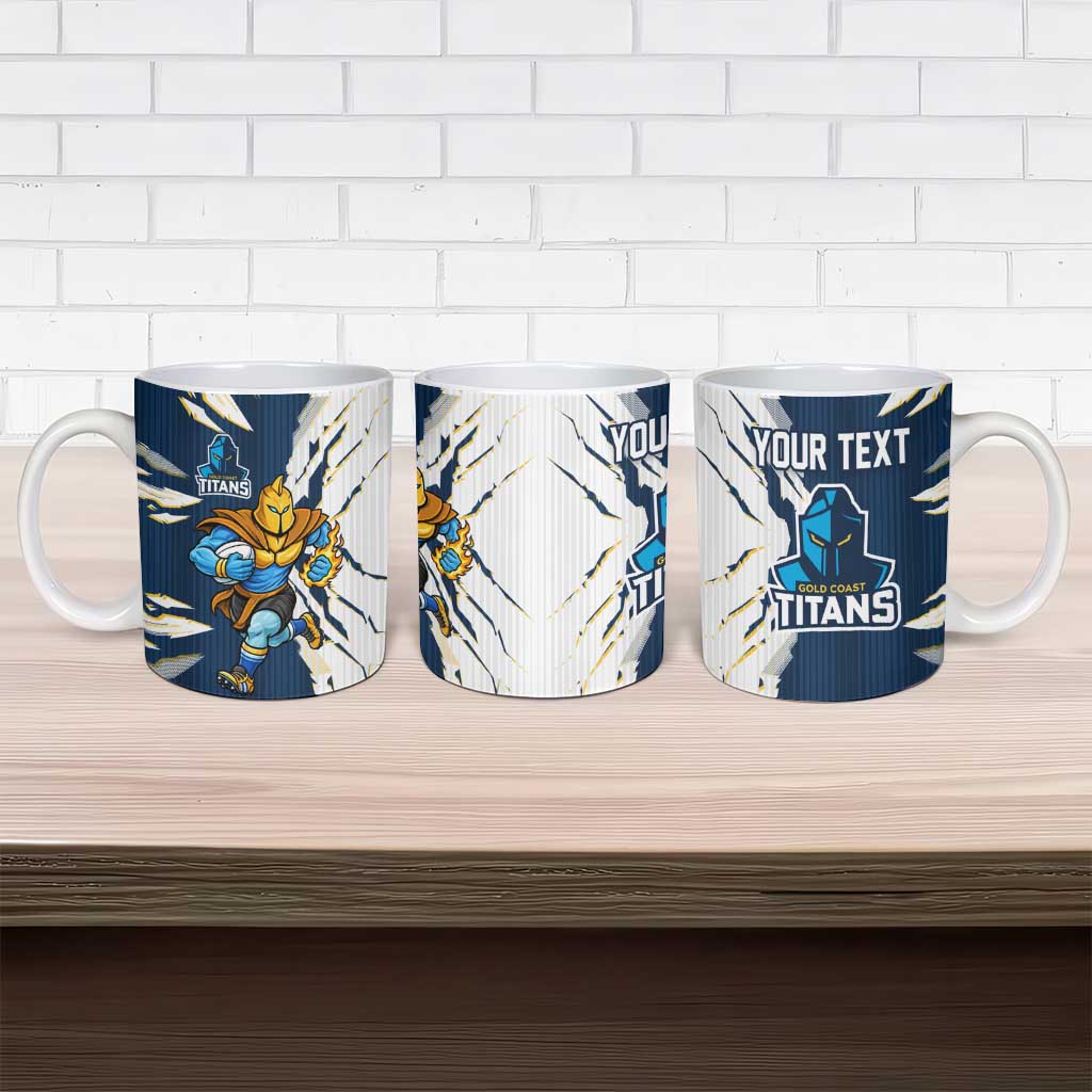 Personalized Gold Coast Titans Ceramic Mug Dynamic Lightning Mascot Rugby Australia