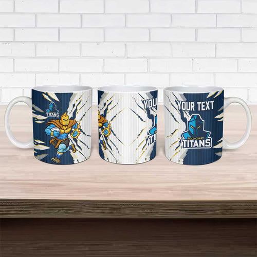 Personalized Gold Coast Titans Ceramic Mug Dynamic Lightning Mascot Rugby Australia