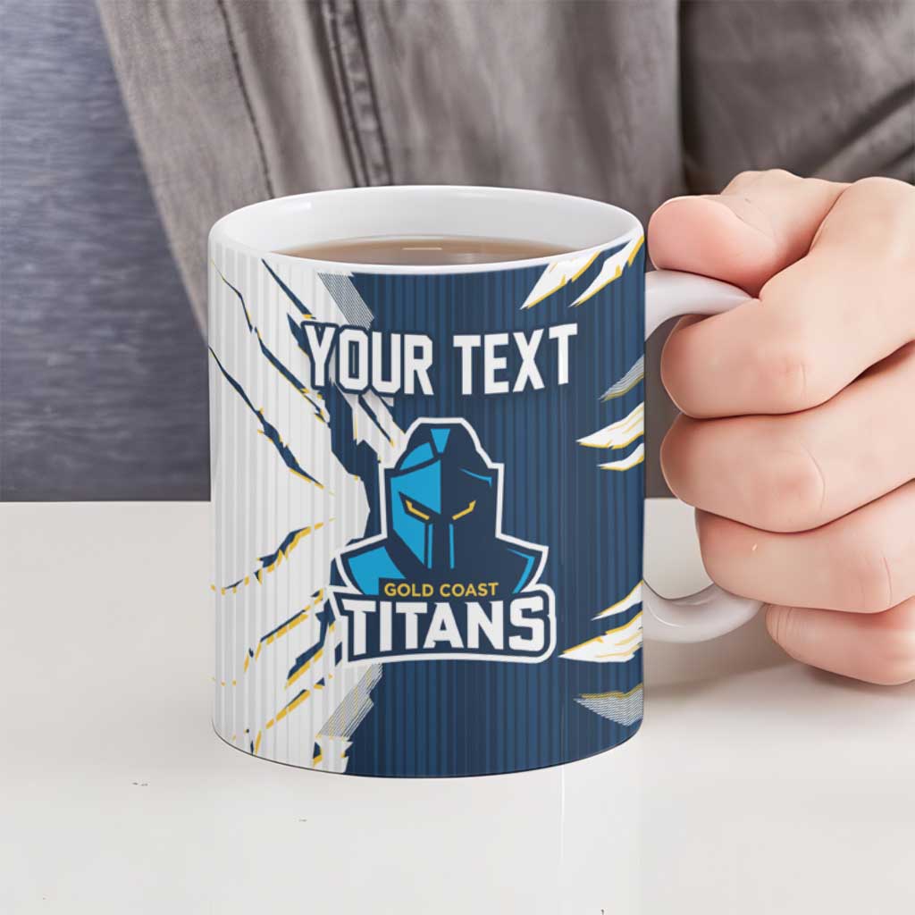 Personalized Gold Coast Titans Ceramic Mug Dynamic Lightning Mascot Rugby Australia