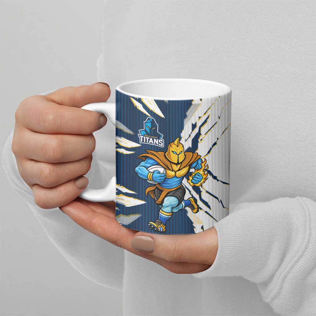 Personalized Gold Coast Titans Ceramic Mug Dynamic Lightning Mascot Rugby Australia