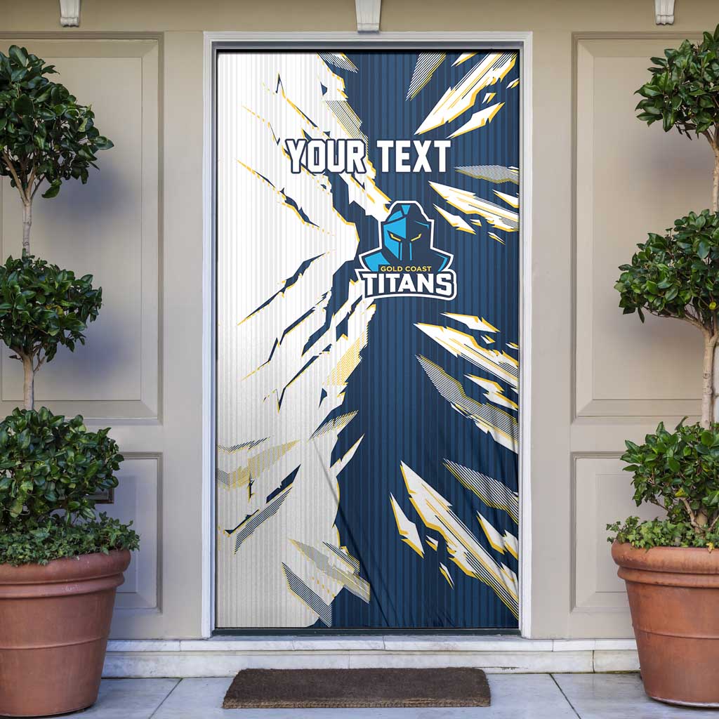 Personalized Gold Coast Titans Door Cover Dynamic Lightning Mascot Rugby Australia
