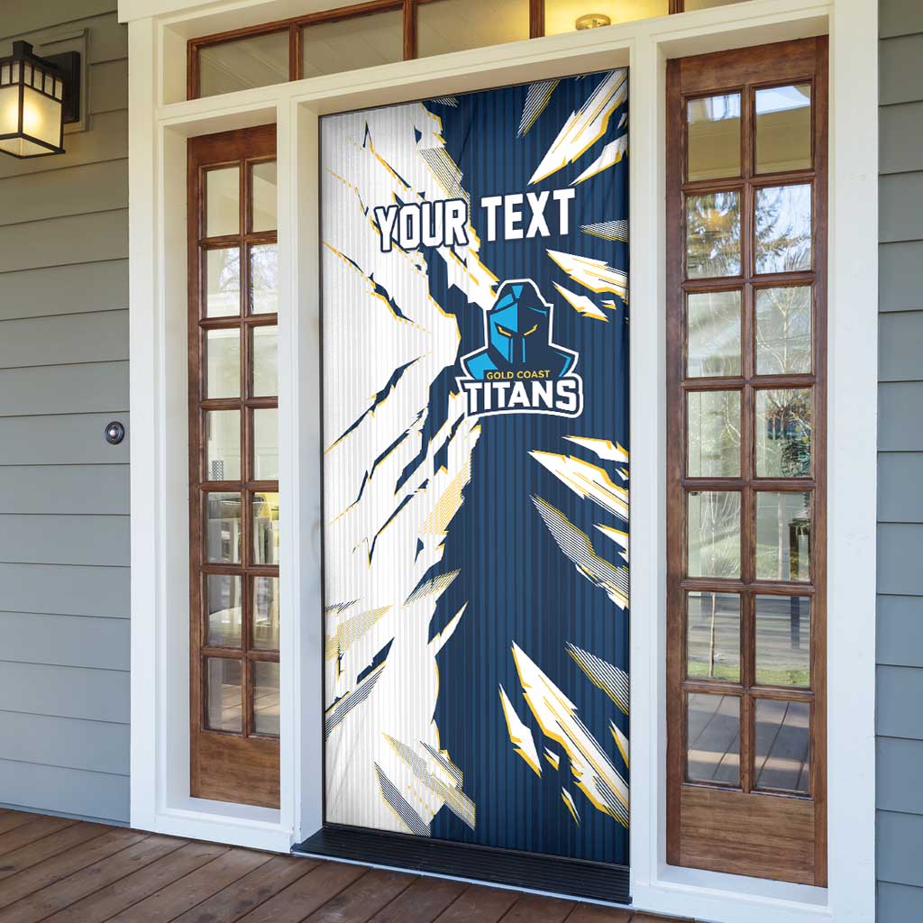 Personalized Gold Coast Titans Door Cover Dynamic Lightning Mascot Rugby Australia