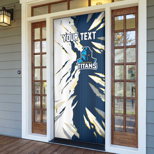 Personalized Gold Coast Titans Door Cover Dynamic Lightning Mascot Rugby Australia