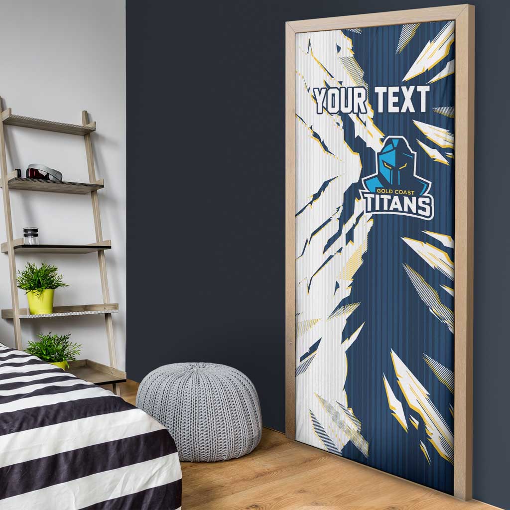 Personalized Gold Coast Titans Door Cover Dynamic Lightning Mascot Rugby Australia