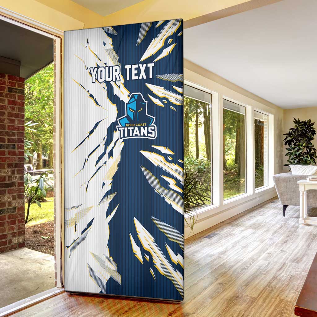 Personalized Gold Coast Titans Door Cover Dynamic Lightning Mascot Rugby Australia