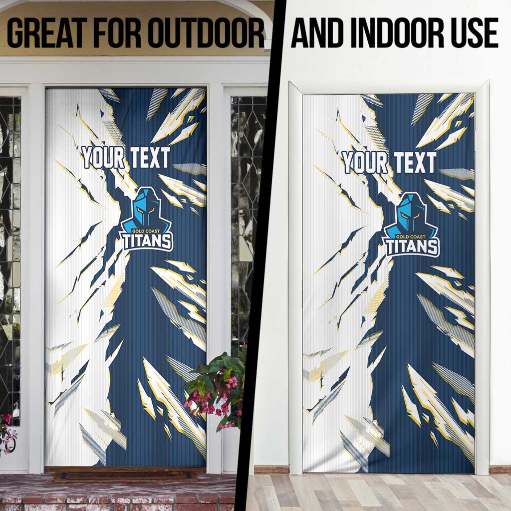 Personalized Gold Coast Titans Door Cover Dynamic Lightning Mascot Rugby Australia