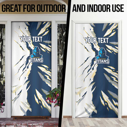 Personalized Gold Coast Titans Door Cover Dynamic Lightning Mascot Rugby Australia