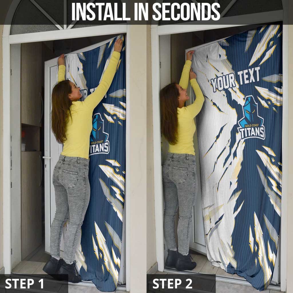Personalized Gold Coast Titans Door Cover Dynamic Lightning Mascot Rugby Australia