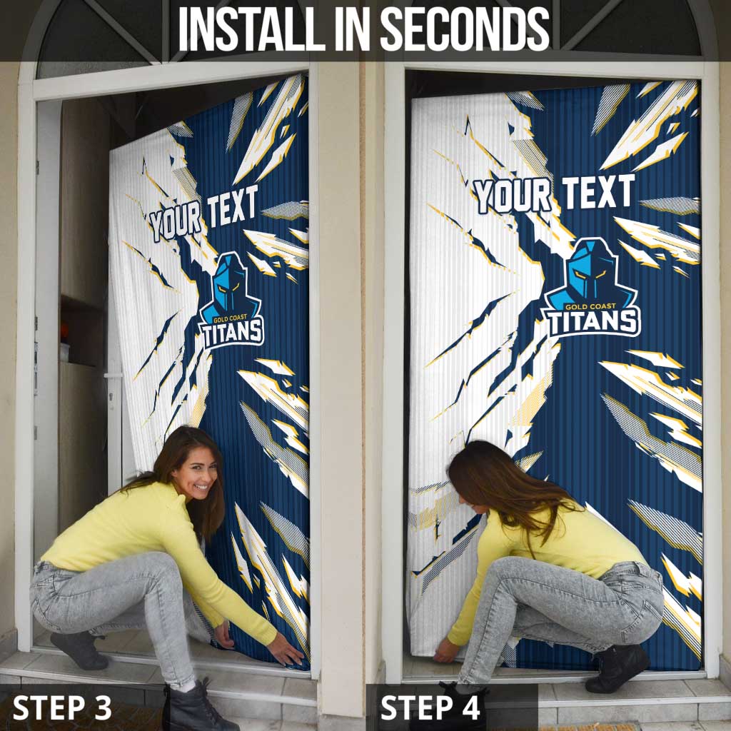 Personalized Gold Coast Titans Door Cover Dynamic Lightning Mascot Rugby Australia