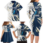 Personalized Gold Coast Titans Family Matching Long Sleeve Bodycon Dress and Hawaiian Shirt Dynamic Lightning Mascot Rugby Australia