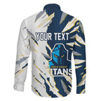 Personalized Gold Coast Titans Family Matching Long Sleeve Bodycon Dress and Hawaiian Shirt Dynamic Lightning Mascot Rugby Australia
