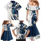 Personalized Gold Coast Titans Family Matching Mermaid Dress and Hawaiian Shirt Dynamic Lightning Mascot Rugby Australia