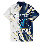 Personalized Gold Coast Titans Family Matching Off The Shoulder Long Sleeve Dress and Hawaiian Shirt Dynamic Lightning Mascot Rugby Australia