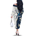 Personalized Gold Coast Titans Family Matching Off The Shoulder Long Sleeve Dress and Hawaiian Shirt Dynamic Lightning Mascot Rugby Australia