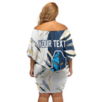 Personalized Gold Coast Titans Family Matching Off Shoulder Short Dress and Hawaiian Shirt Dynamic Lightning Mascot Rugby Australia