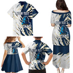 Personalized Gold Coast Titans Family Matching Puletasi and Hawaiian Shirt Dynamic Lightning Mascot Rugby Australia