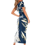 Personalized Gold Coast Titans Family Matching Short Sleeve Bodycon Dress and Hawaiian Shirt Dynamic Lightning Mascot Rugby Australia