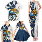 Personalized Gold Coast Titans Family Matching Tank Maxi Dress and Hawaiian Shirt Dynamic Lightning Mascot Rugby Australia