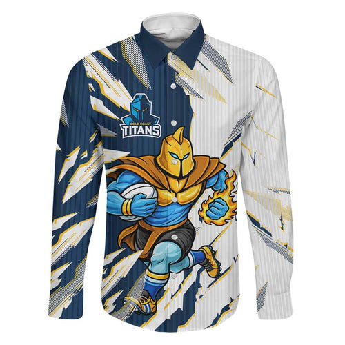 Personalized Gold Coast Titans Family Matching Tank Maxi Dress and Hawaiian Shirt Dynamic Lightning Mascot Rugby Australia