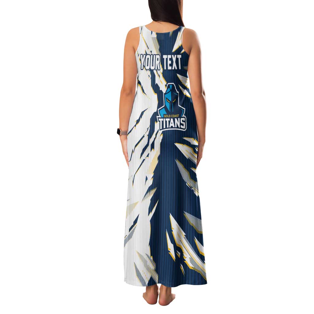 Personalized Gold Coast Titans Family Matching Tank Maxi Dress and Hawaiian Shirt Dynamic Lightning Mascot Rugby Australia