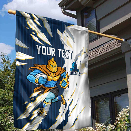 Personalized Gold Coast Titans Garden Flag Dynamic Lightning Mascot Rugby Australia