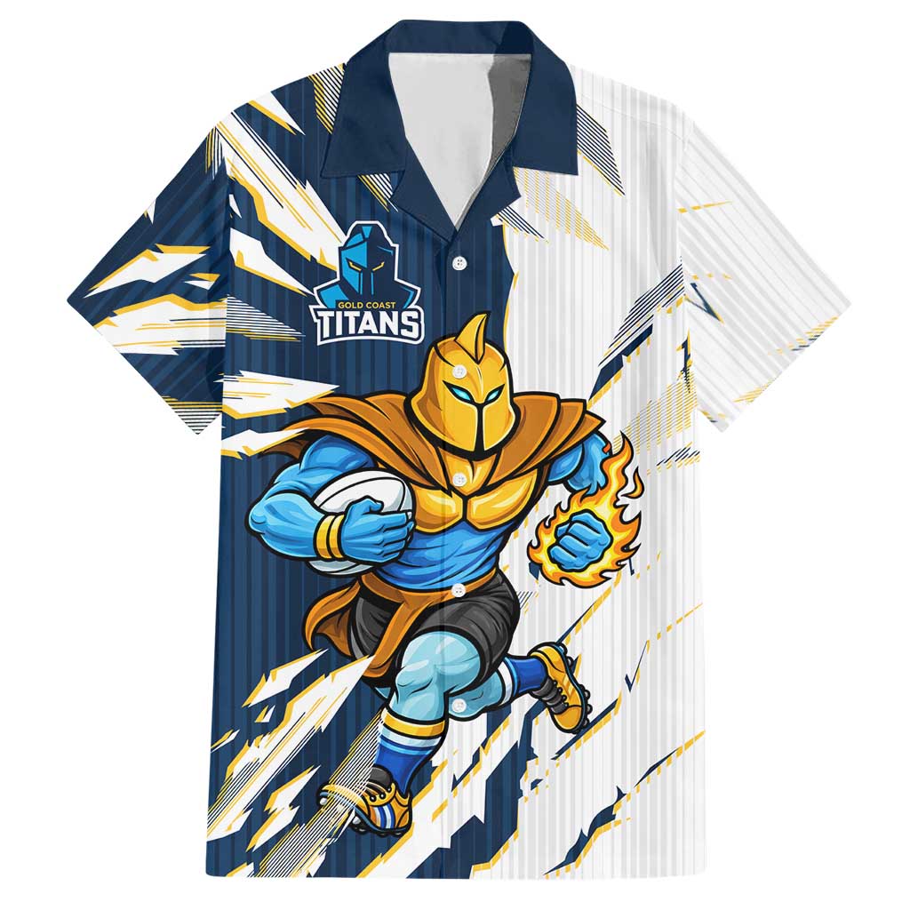 Personalized Gold Coast Titans Hawaiian Shirt Dynamic Lightning Mascot Rugby Australia