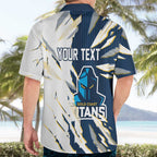 Personalized Gold Coast Titans Hawaiian Shirt Dynamic Lightning Mascot Rugby Australia