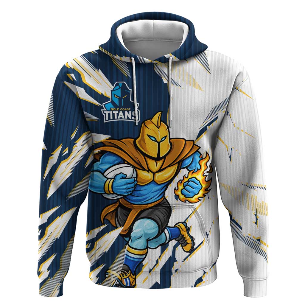Personalized Gold Coast Titans Hoodie Dynamic Lightning Mascot Rugby Australia